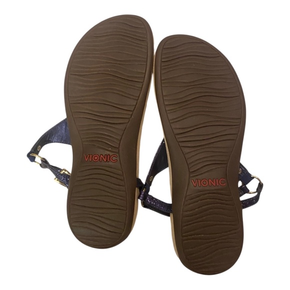 Vionic leather sandal. Blue metallic. Sz 8. Eu 39 - Picture 12 of 16